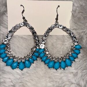 Elegant Silver and Blue Teardrop Earrings